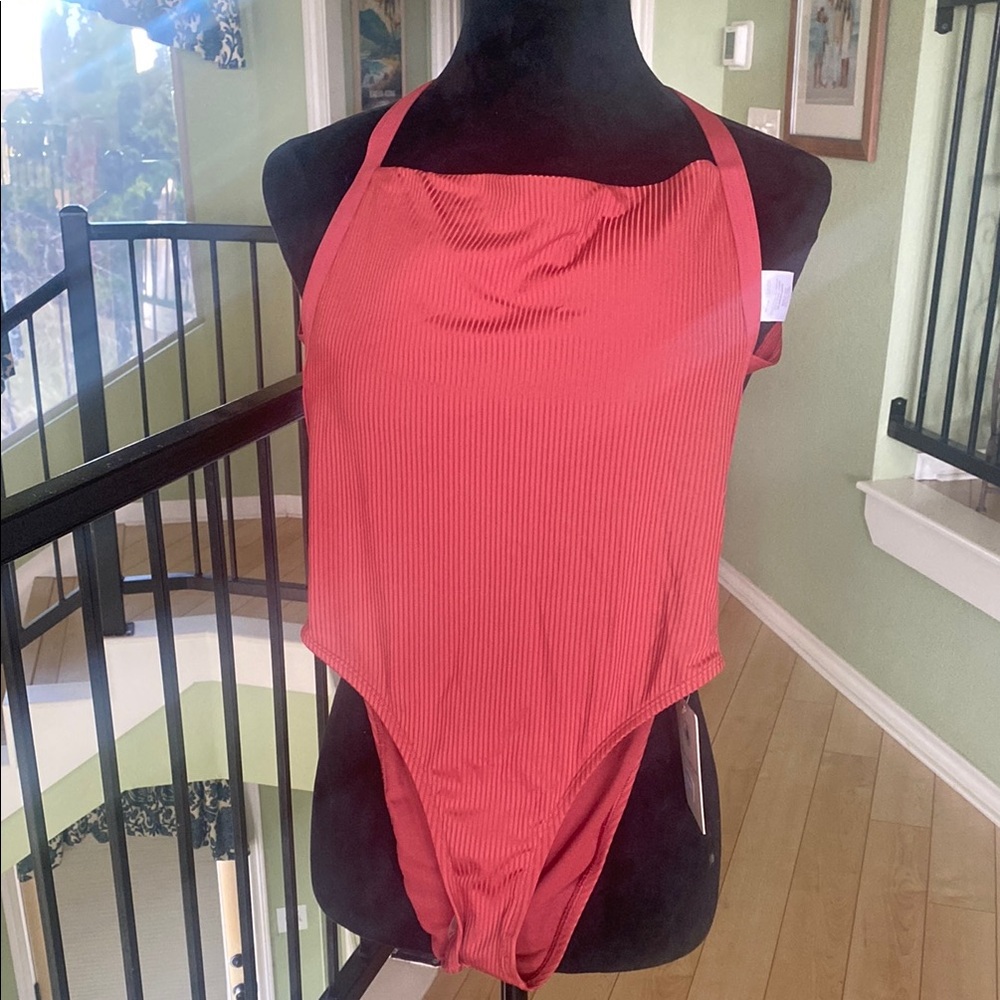 Body Glove Rust Ribbed One piece Swimsuit NWT